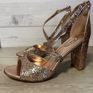 Rose gold sparkle heels by Italina